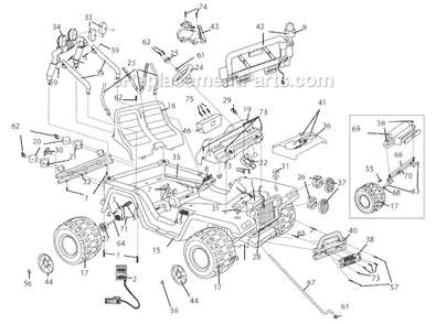 Part Location Diagram of B1501-2579 Power Wheels Hubcap